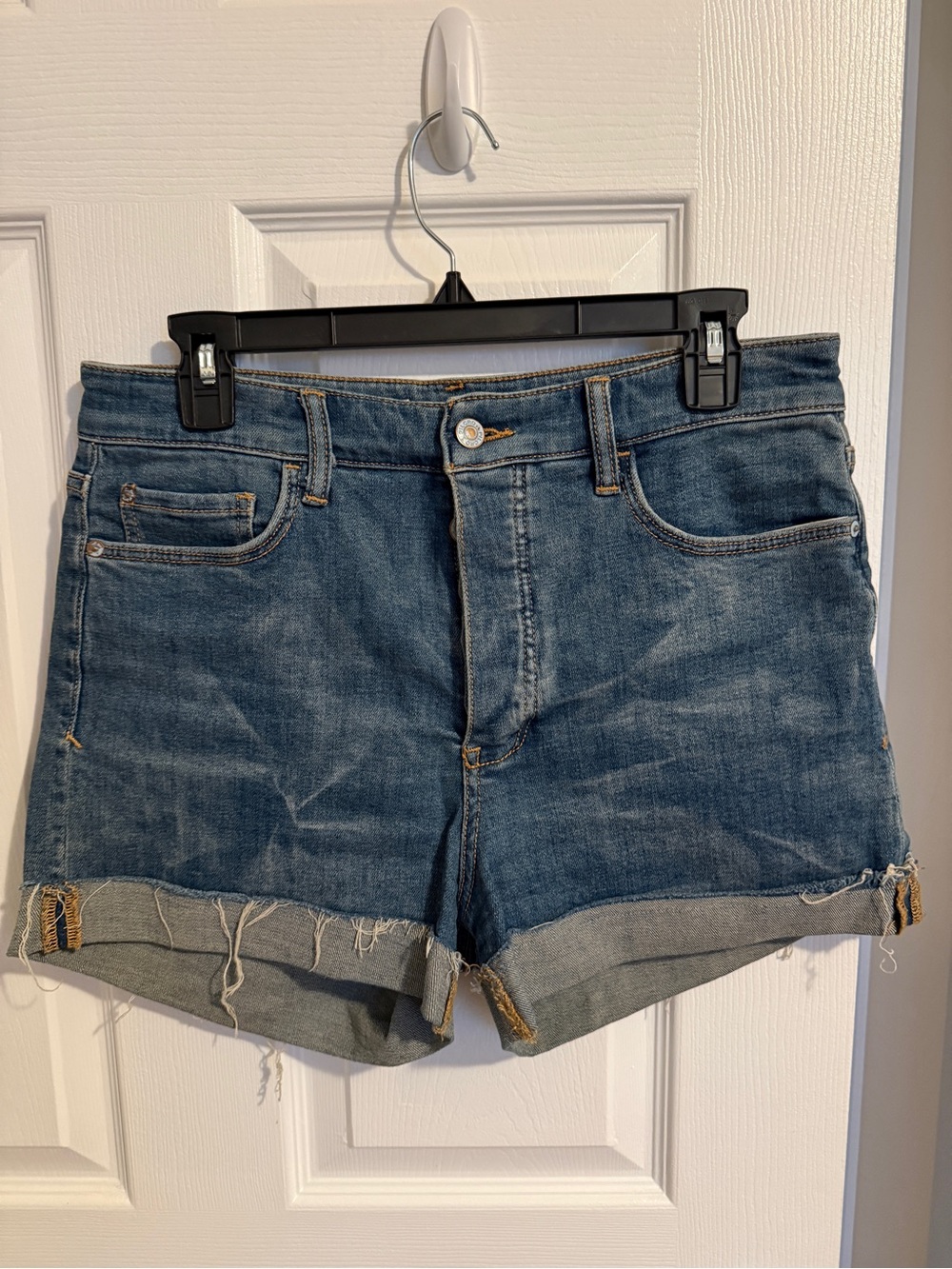Pilcro Blue Cuffed Denim Shorts